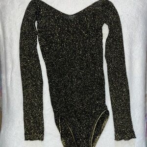 Black and Gold Fishnet Bodysuit